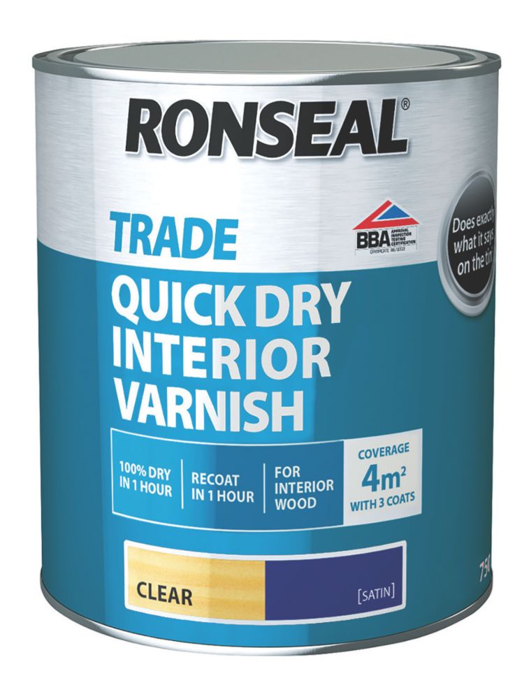 Image of Ronseal Trade Quick-Dry Interior Varnish Satin Clear 750ml 