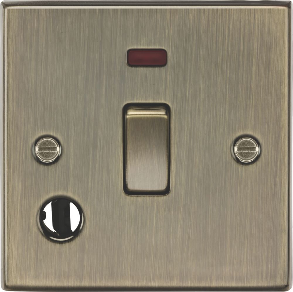 Image of Knightsbridge 20A 1-Gang DP Control Switch & Flex Outlet Antique Brass with LED 