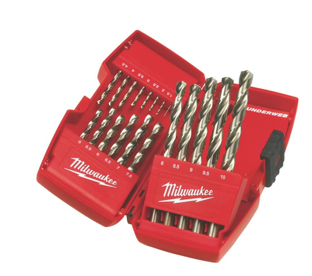 Image of Milwaukee Straight Shank ThunderWeb HSS-G Metal Drill Bit Set 19 Piece Set 