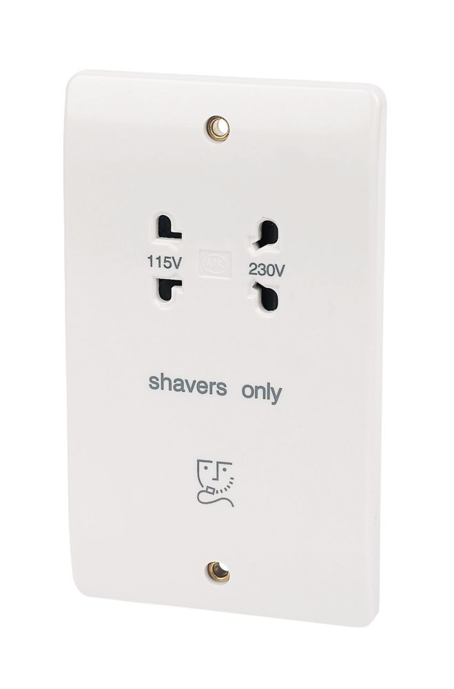 Image of MK Logic Plus 2-Gang Dual Voltage Shaver Socket 115 / 230V White 