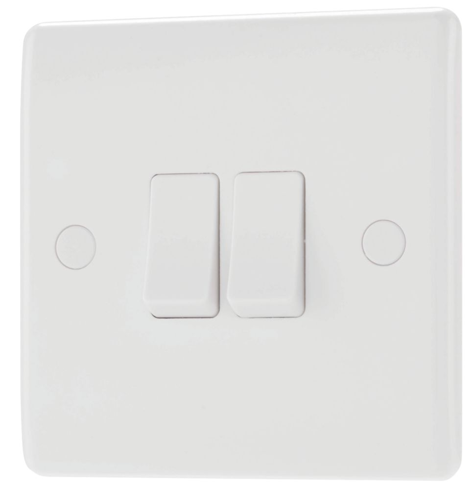 Image of British General 800 Series 10AX 2-Gang 2-Way Light Switch White 