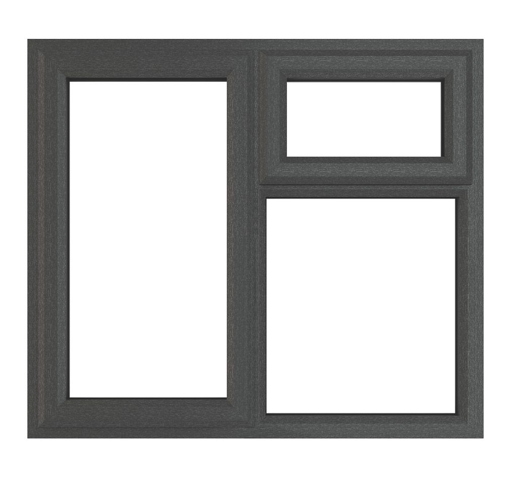 Image of Crystal Left-Hand Opening Clear Triple-Glazed Casement Anthracite on White uPVC Window 905mm x 965mm 