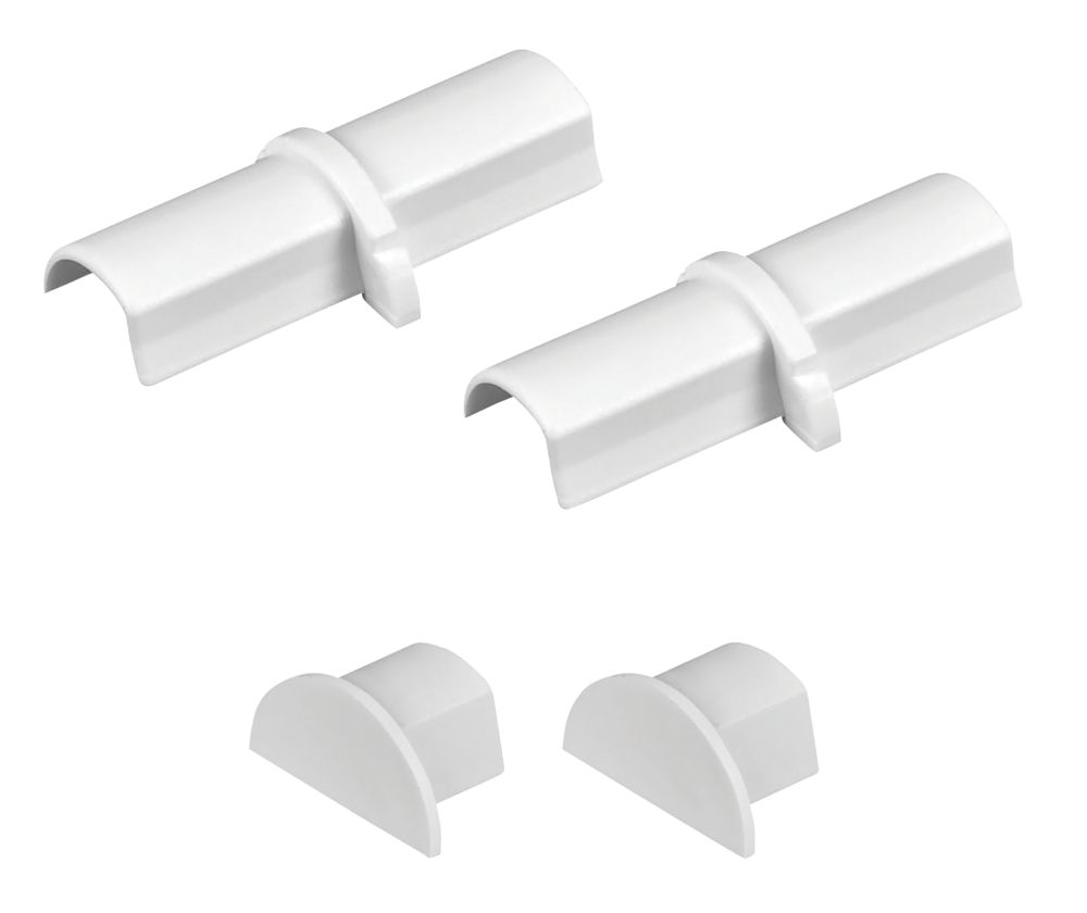 Image of D-Line Plastic White Micro Trunking Coupler & End Cap Pack 4 Pcs 