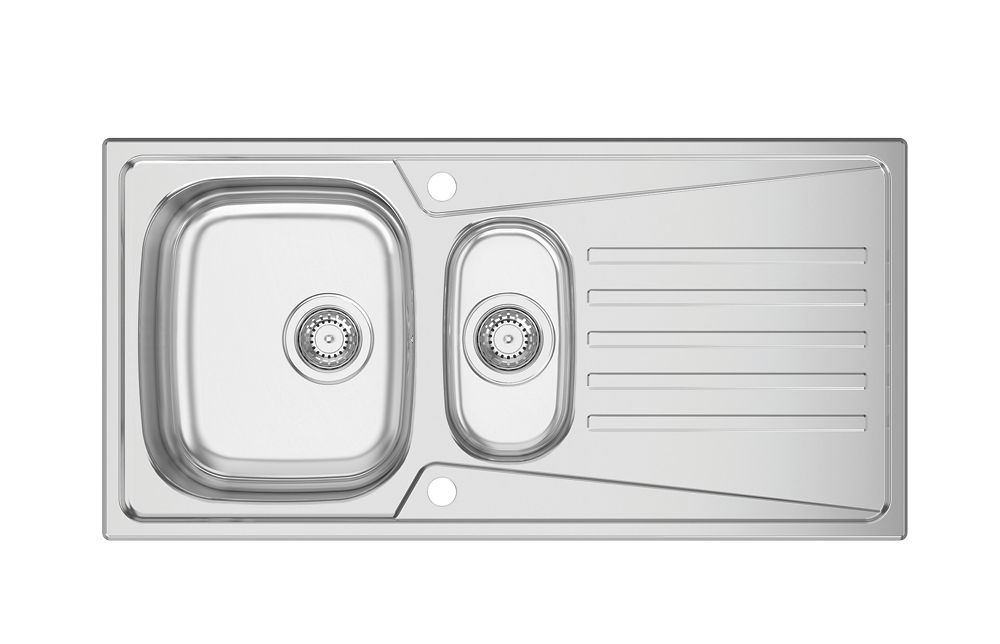 Image of Clearwater Trion 1.5 Bowl Stainless Steel Kitchen Sink 1000mm x 500mm 