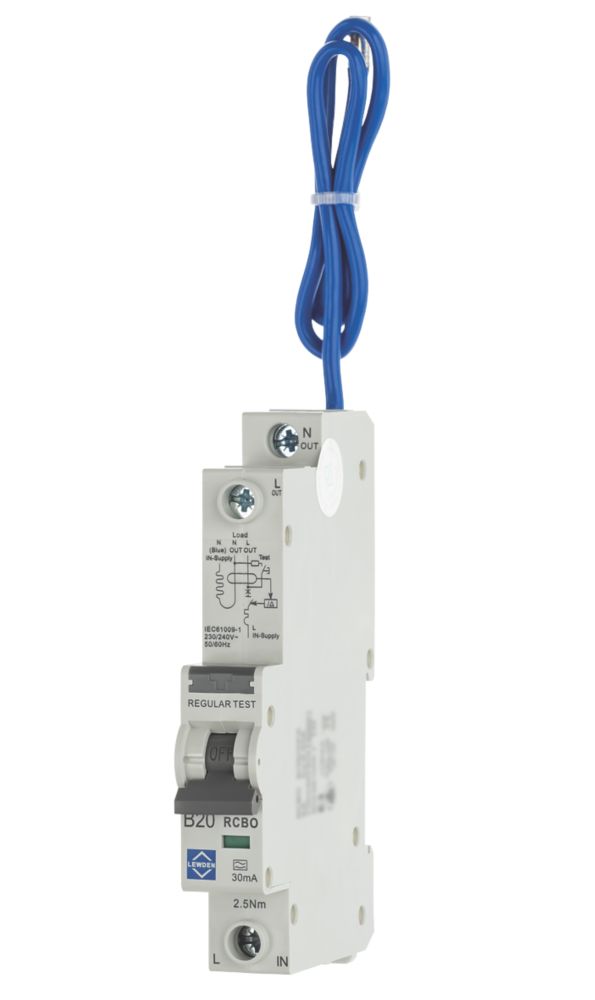 Image of Lewden 20A 30mA SP Type B RCBO 