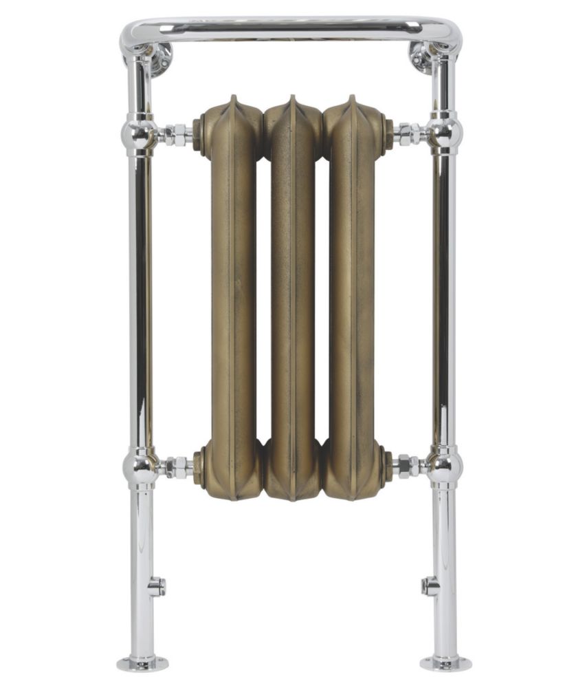 Image of Terma Plain 2-Column Cast Iron Designer Towel Rail 900mm x 490mm Brass 1217BTU 