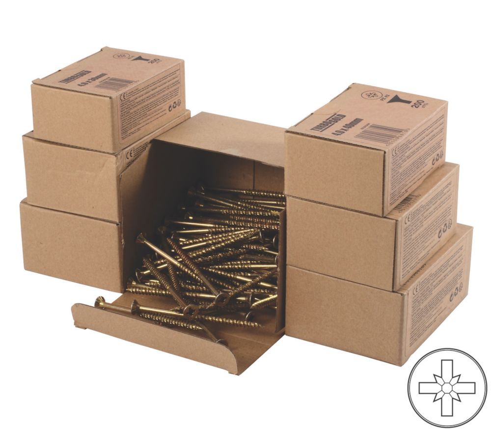 Image of TurboGold PZ Double-Countersunk Wood Screws 1000 Pieces 