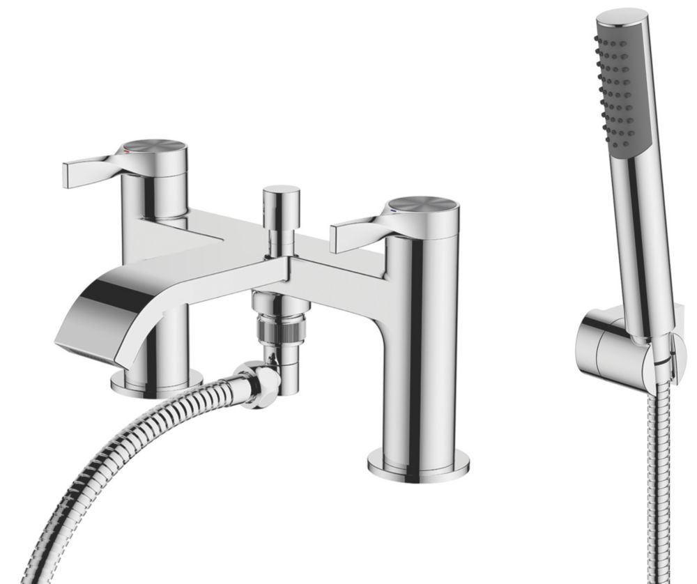 Image of Swirl Ayre Deck-Mounted Bath Shower Mixer Chrome Plated 