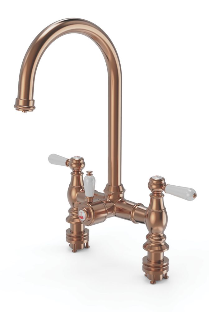 Image of ETAL Traditional Bridge 3-in-1 Hot Water Kitchen Tap Copper 