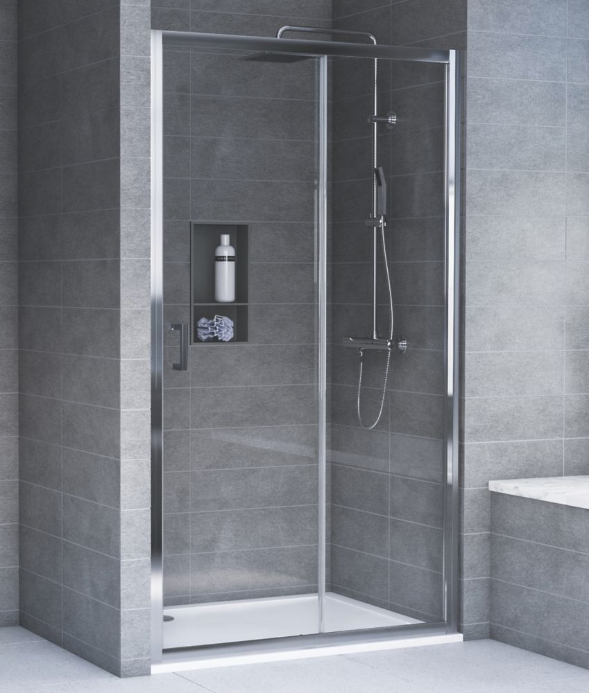Image of Aqualux Rectangular Shower Door & Tray Reversible 1200 x 800 x 1935mm 