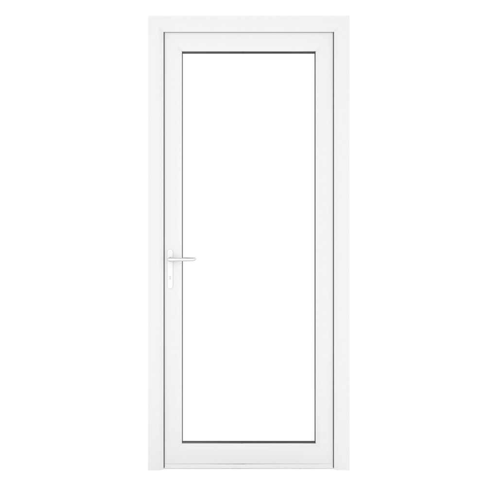 Image of Crystal Fully Glazed 1-Clear Light RH White uPVC Back Door 2090mm x 890mm 