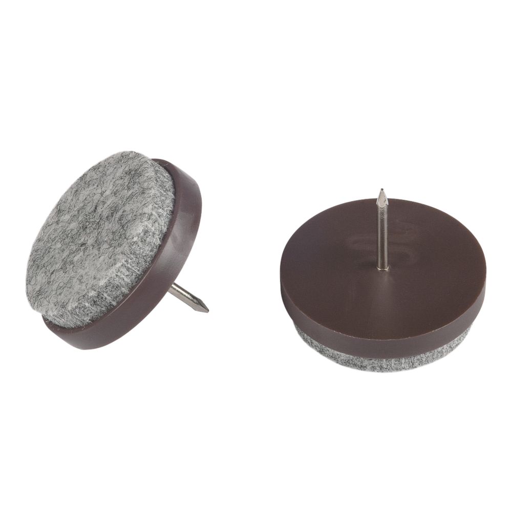 Image of Fix-O-Moll Brown Round Pinned Felt Gliders 28mm x 28mm 16 Pack 