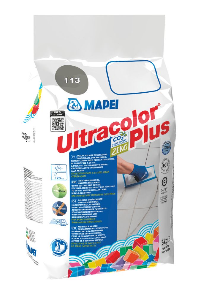 Image of Mapei Ultracolor Plus Wall & Floor Grout Cement Grey 5kg 