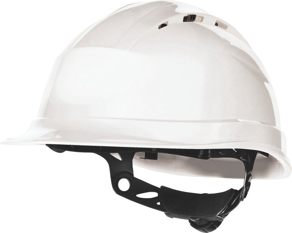 Image of Delta Plus Quartz Up IV Vented Rotor Wheel Ratchet Safety Helmet White 