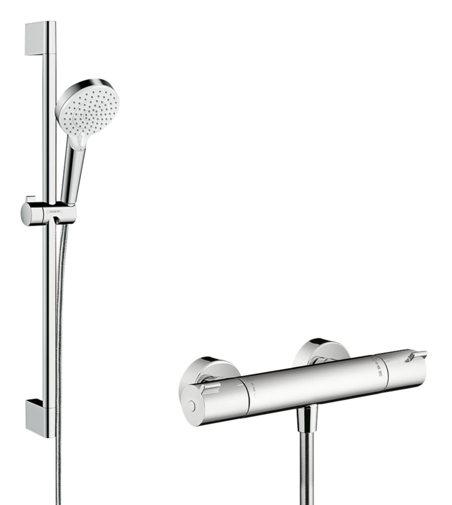 Image of Hansgrohe Ecostat HP Rear-Fed Exposed Chrome Thermostatic Mixer Shower 