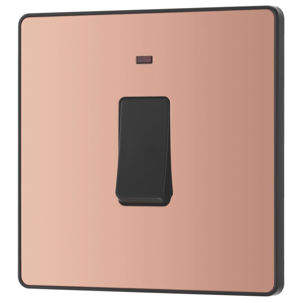 Image of British General Evolve 20A 1-Gang DP Control Switch Copper with LED with Black Inserts 