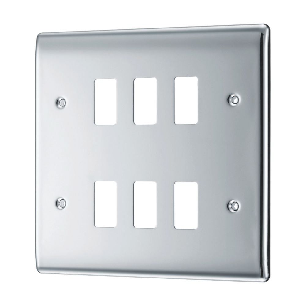 Image of British General Nexus Grid 6-Module Grid Faceplate Polished Chrome 