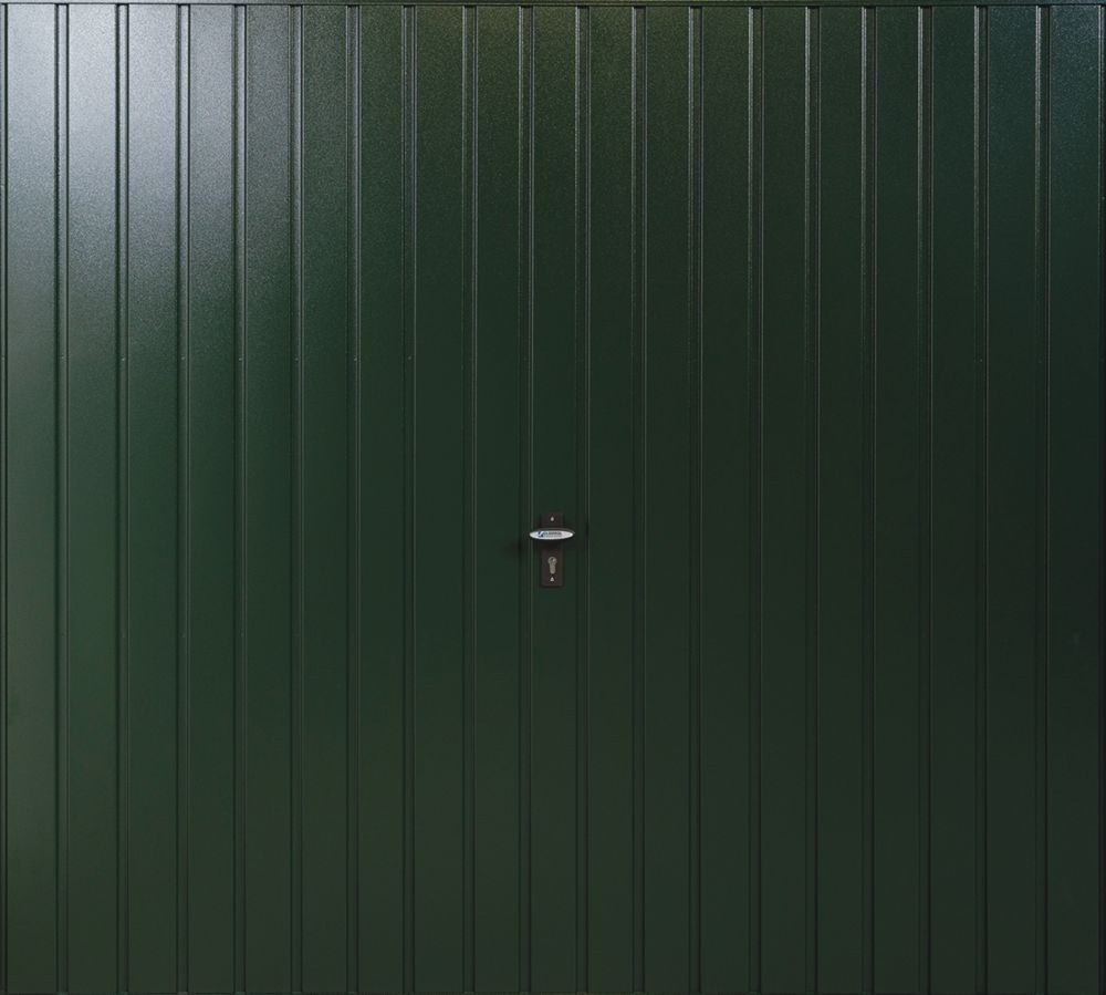 Image of Gliderol Vertical 7' x 6' 6" Non-Insulated Framed Steel Up & Over Garage Door Fir Green 