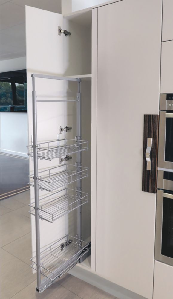 Image of Hafele 4-Shelf Pull-Out Larder System Silver 600mm x 480mm x 1365mm 