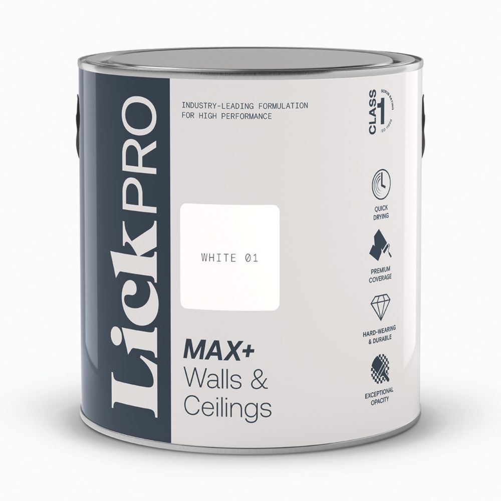 Image of LickPro Eggshell White 01 Emulsion Paint 2.5Ltr 