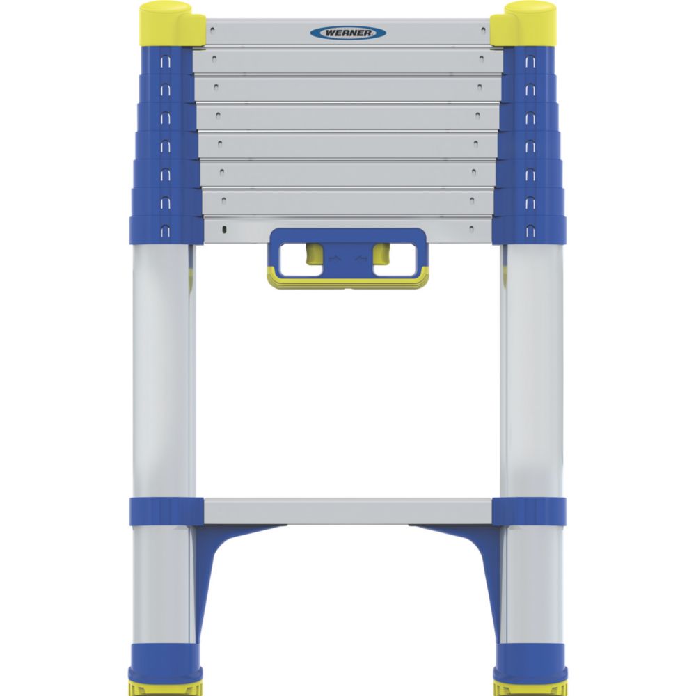 Image of Werner Anodised Aluminium & Plastic Soft-Close Telescopic Ladder 2.6m 