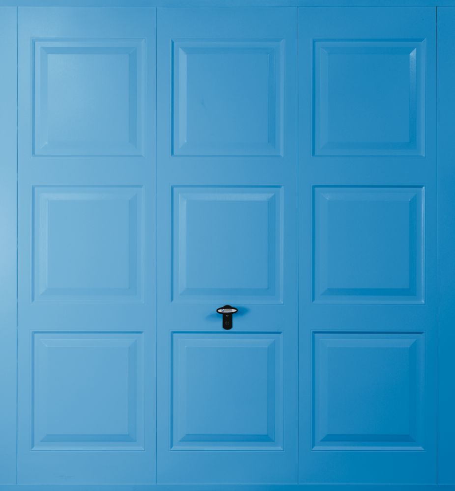 Image of Gliderol Georgian 8' x 6' 6" Non-Insulated Frameless Steel Up & Over Garage Door Light Blue 