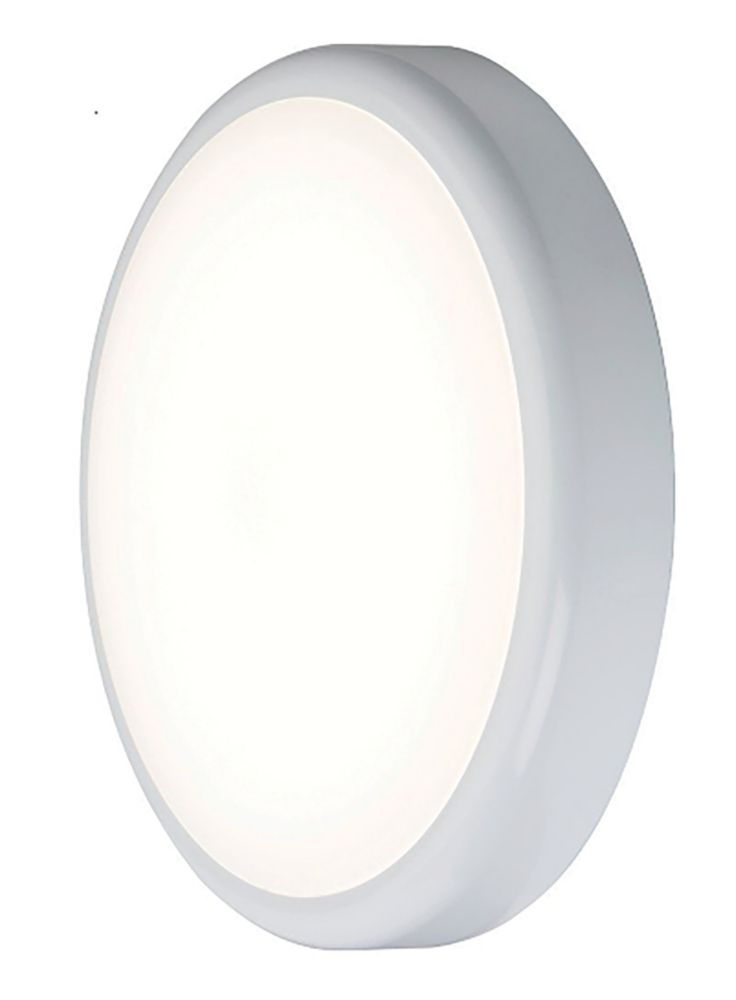 Image of Knightsbridge BT Indoor & Outdoor Maintained or Non-Maintained Switchable Emergency Round LED Bulkhead With Microwave Sensor White 9W 730 - 810lm 