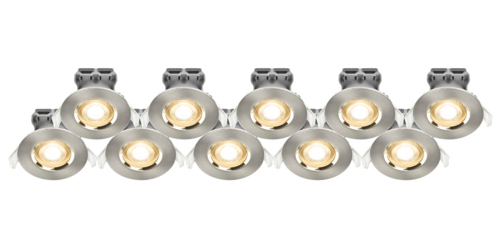 Image of LAP Fixed LED Downlights Brushed Nickel 4.5W 400lm 10 Pack 