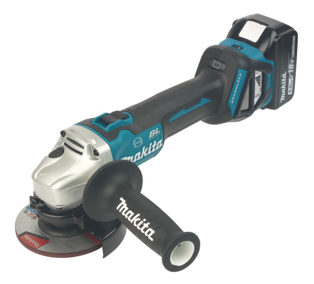 Image of Makita DGA463T001 18V 2 x 5.0Ah Li-Ion LXT 4 1/2" Brushless Cordless 115mm Angle Grinder 