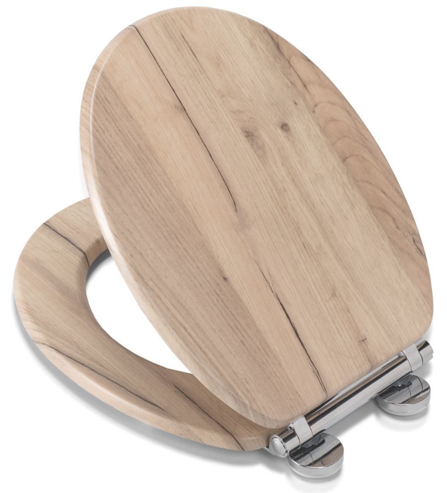 Image of Croydex Corella Soft-Close with Quick-Release Flex-Fix Toilet Seat Moulded Wood Grey Oak 