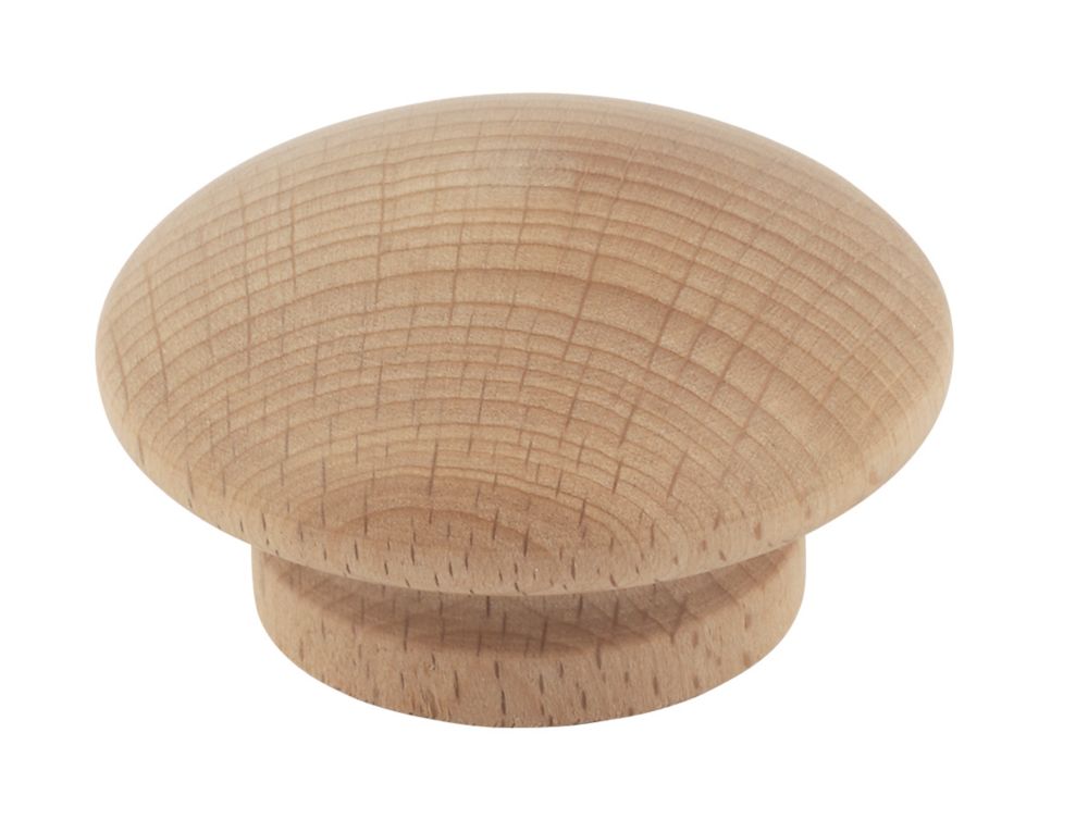 Image of Traditional Cabinet Door Knobs Plain Beech 50mm 2 Pack 