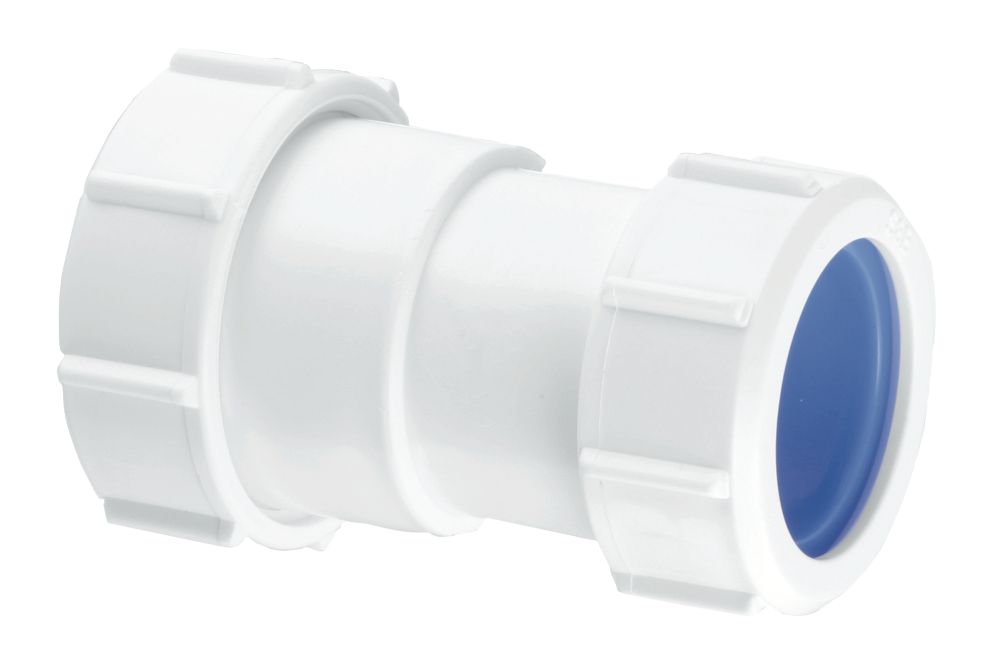 Image of McAlpine T28L-ISO Compression Connection Straight Connector White 40mm x 38mm 