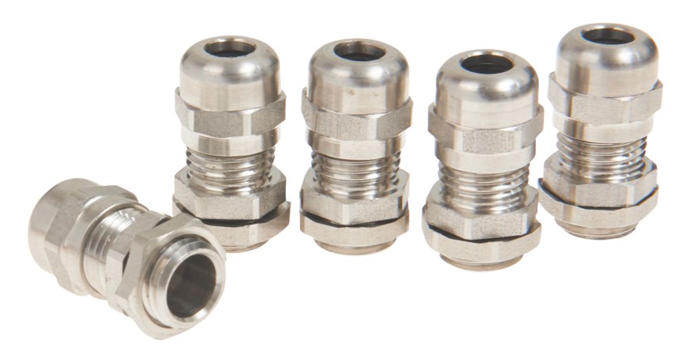 Image of Schneider Electric 316L Stainless Steel Cable Glands M16 5 Pack 