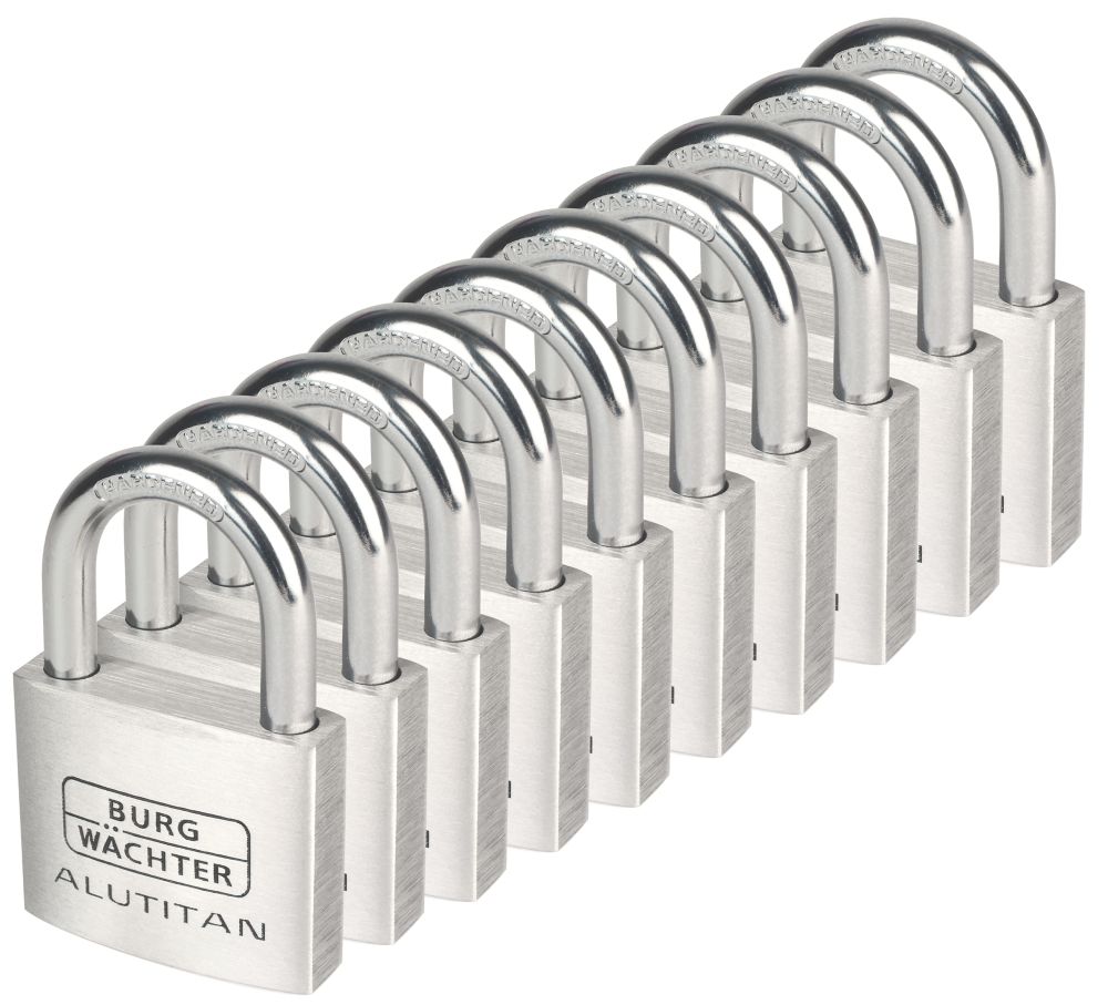 Image of Burg-Wachter Aluminium Keyed Alike Padlocks 50mm 10 Pack 