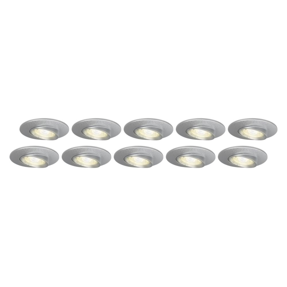 Image of 4lite Tilt Fire Rated GU10 Fire Rated Downlight Satin Chrome 10 Pack 