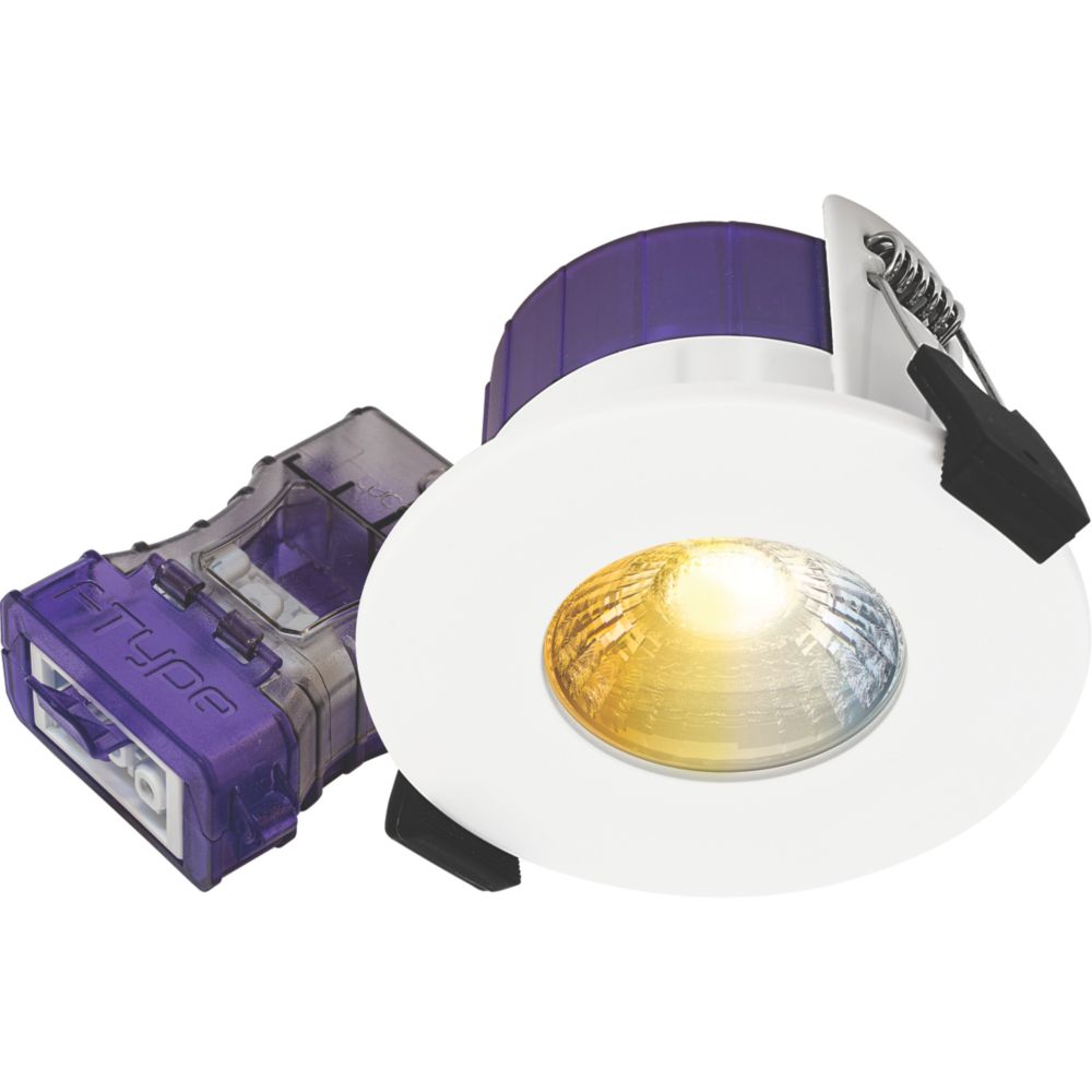 Image of Luceco FType Ultra Flat Fixed Cylinder Fire Rated LED Downlight CCT Colour Change White 4-6W 710/725/750/745lm 