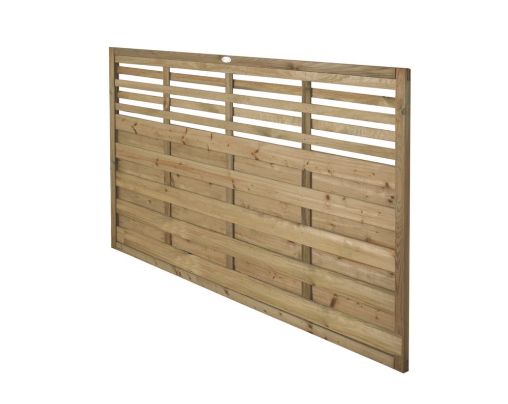 Image of Forest Kyoto Slatted Top Fence Panels Natural Timber 6' x 4' Pack of 7 