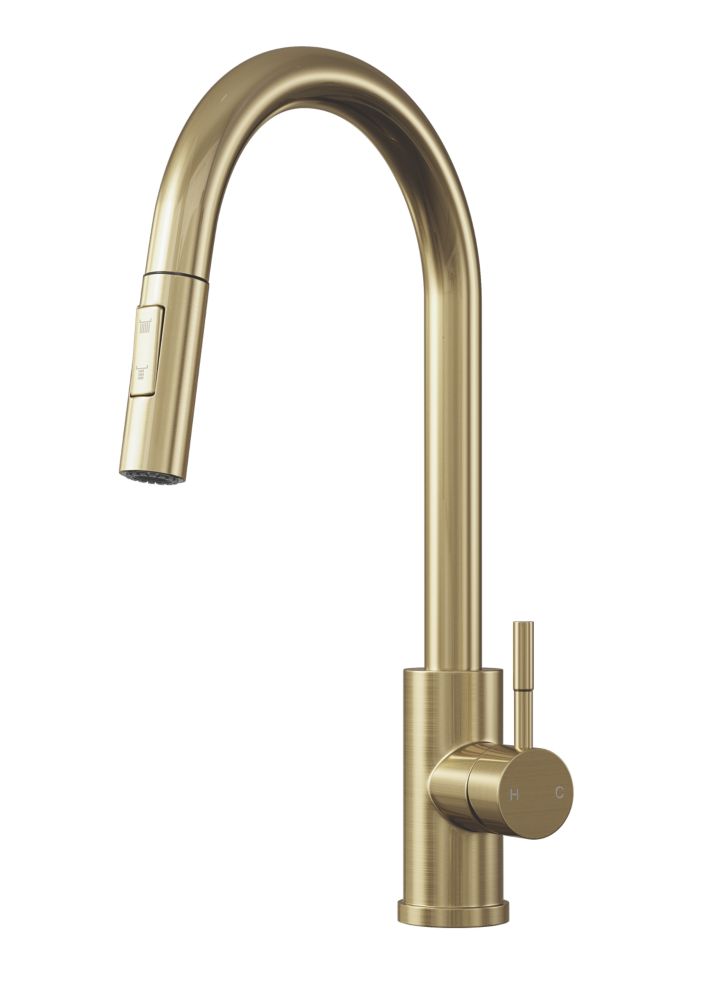 Image of ETAL Cato Pull-Out Kitchen Mixer Tap Brushed Brass 