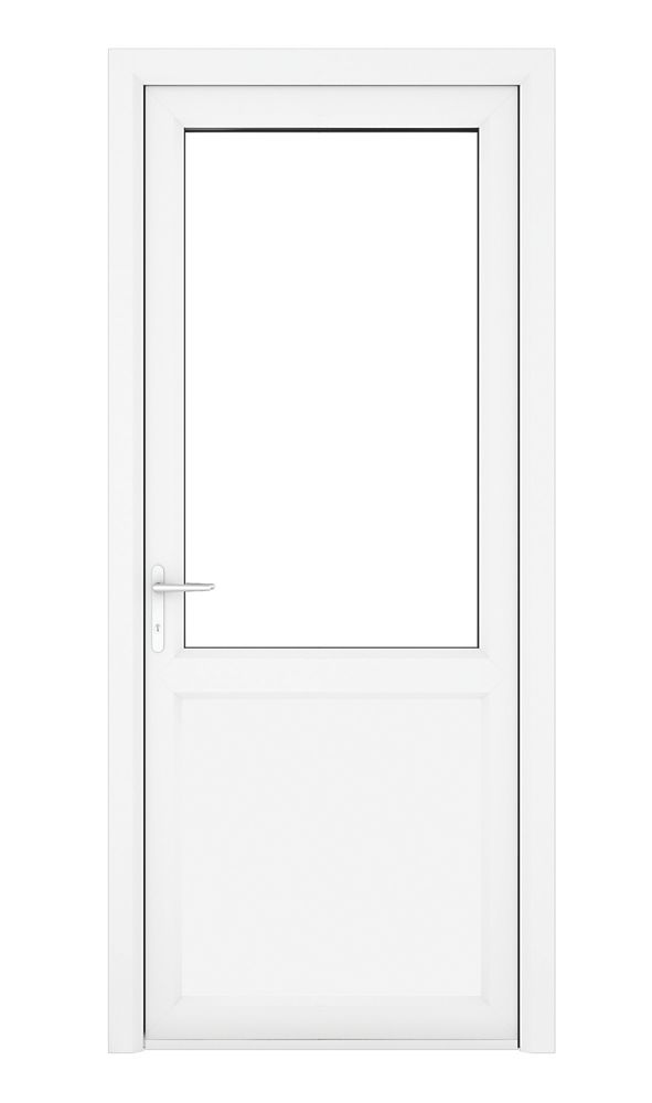 Image of Crystal 1-Panel 1-Clear Light Right-Hand Opening White uPVC Back Door 2090mm x 840mm 