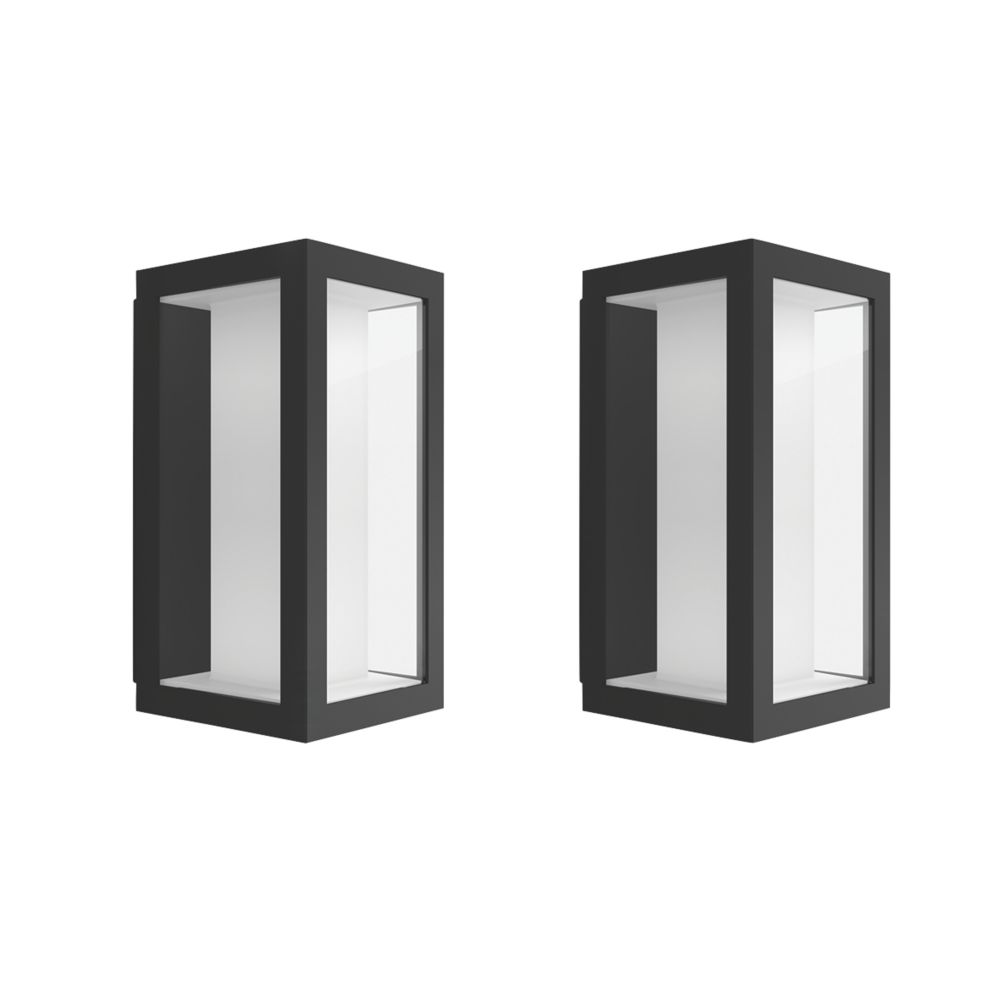 Image of Philips Hue Impress Outdoor LED Wall Light Black 8W 710-1180lm 2 Pack 