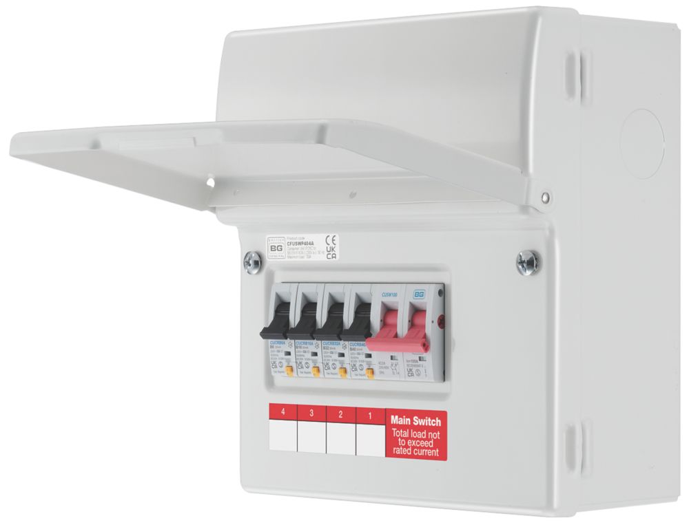 Image of British General Fortress 6-Module 4-Way Populated Main Switch Consumer Unit 