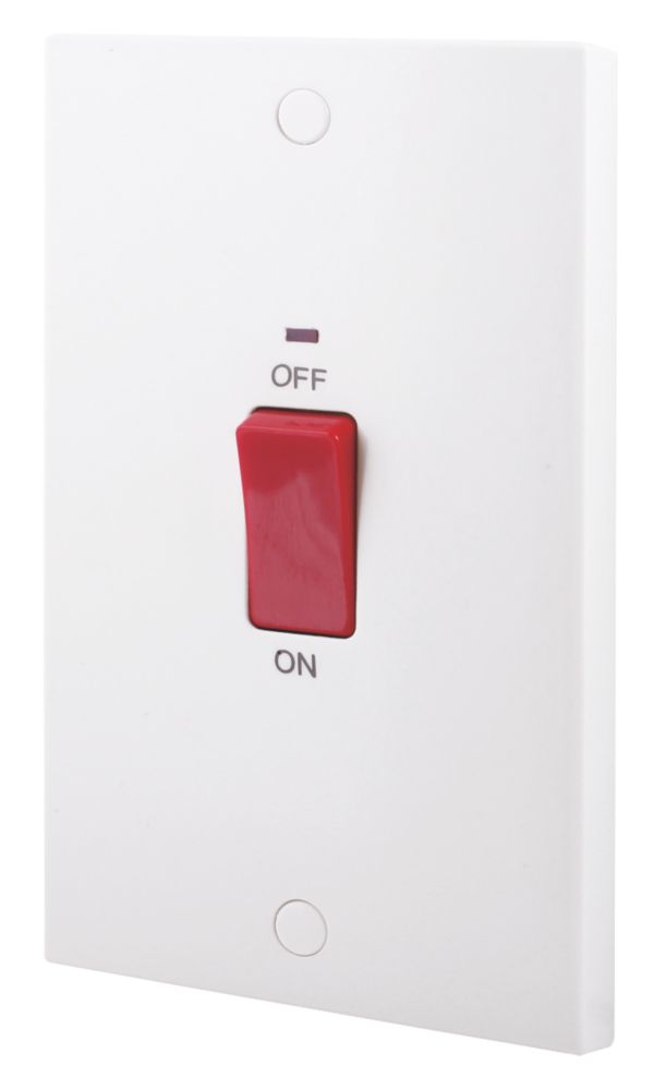 Image of British General 900 Series 45A 2-Gang DP Cooker Switch White with Neon 