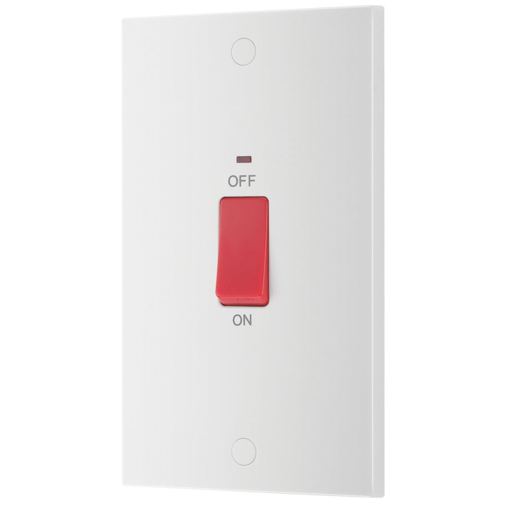 Image of British General 900 Series 45A 2-Gang DP Cooker Switch White with Neon 