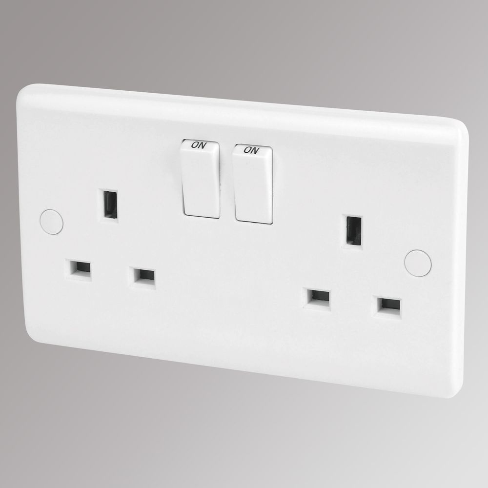 Image of LAP 13A 2-Gang DP Switched Plug Socket White 