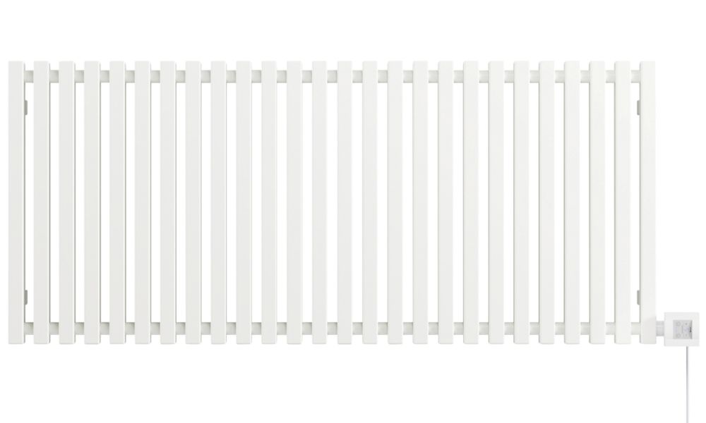 Image of Terma Triga E Wall-Mounted Oil-Filled Radiator Textured White 1000W 1280mm x 560mm 