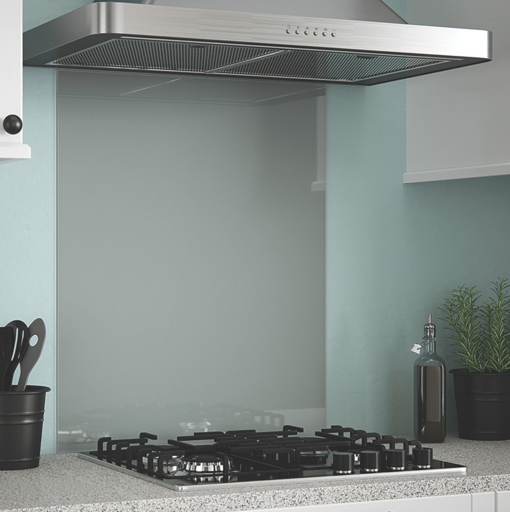 Image of Splashback Slate Grey Self-Adhesive Glass Kitchen Splashback 600mm x 750mm x 6mm 