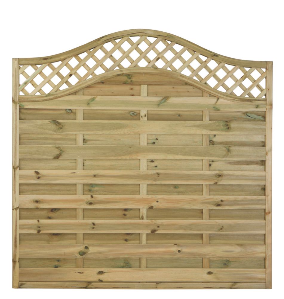 Image of Forest Prague Lattice Curved Top Fence Panels Natural Timber 6' x 6' Pack of 5 