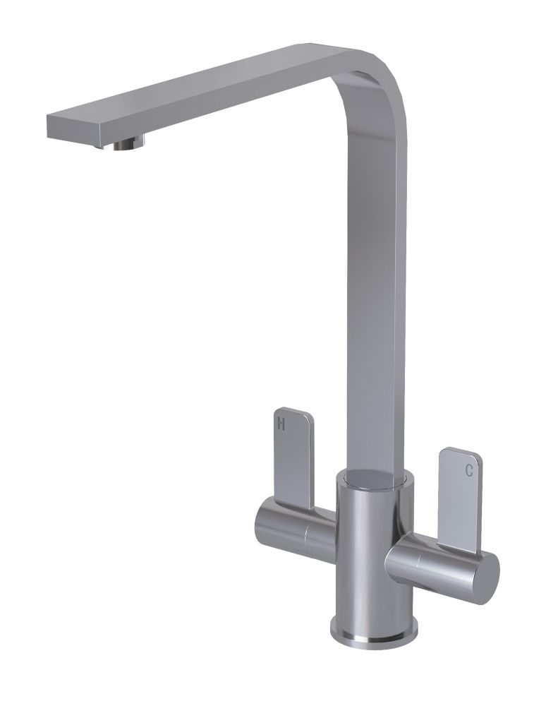 Image of ETAL Stroud Twin Lever Kitchen Mixer Tap Polished Chrome 