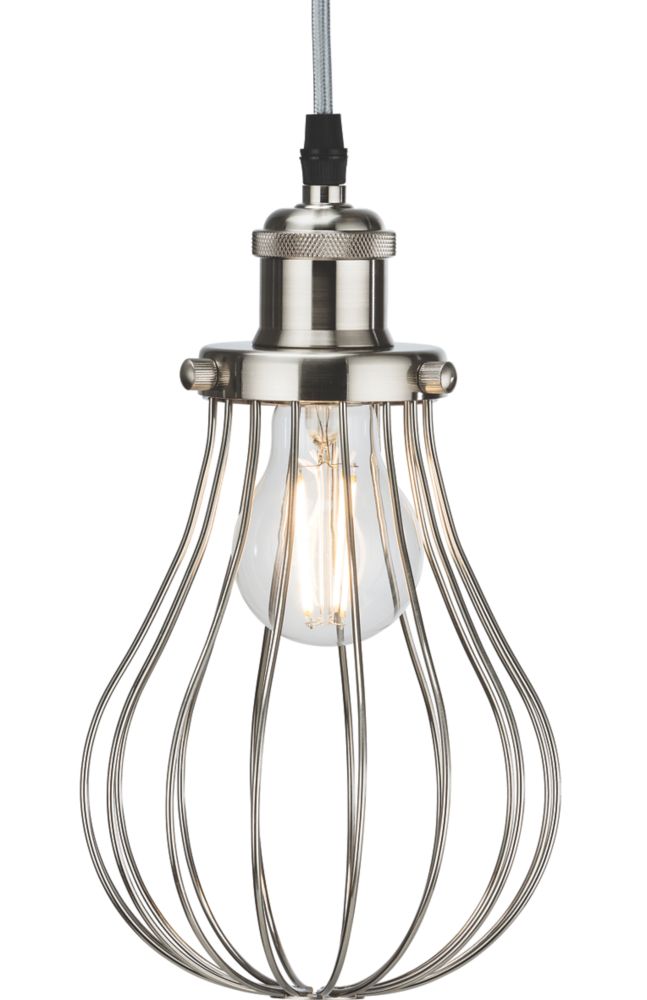 Image of Knightsbridge Brushed Chrome Steel Balloon-Shaped Pendant Cage 