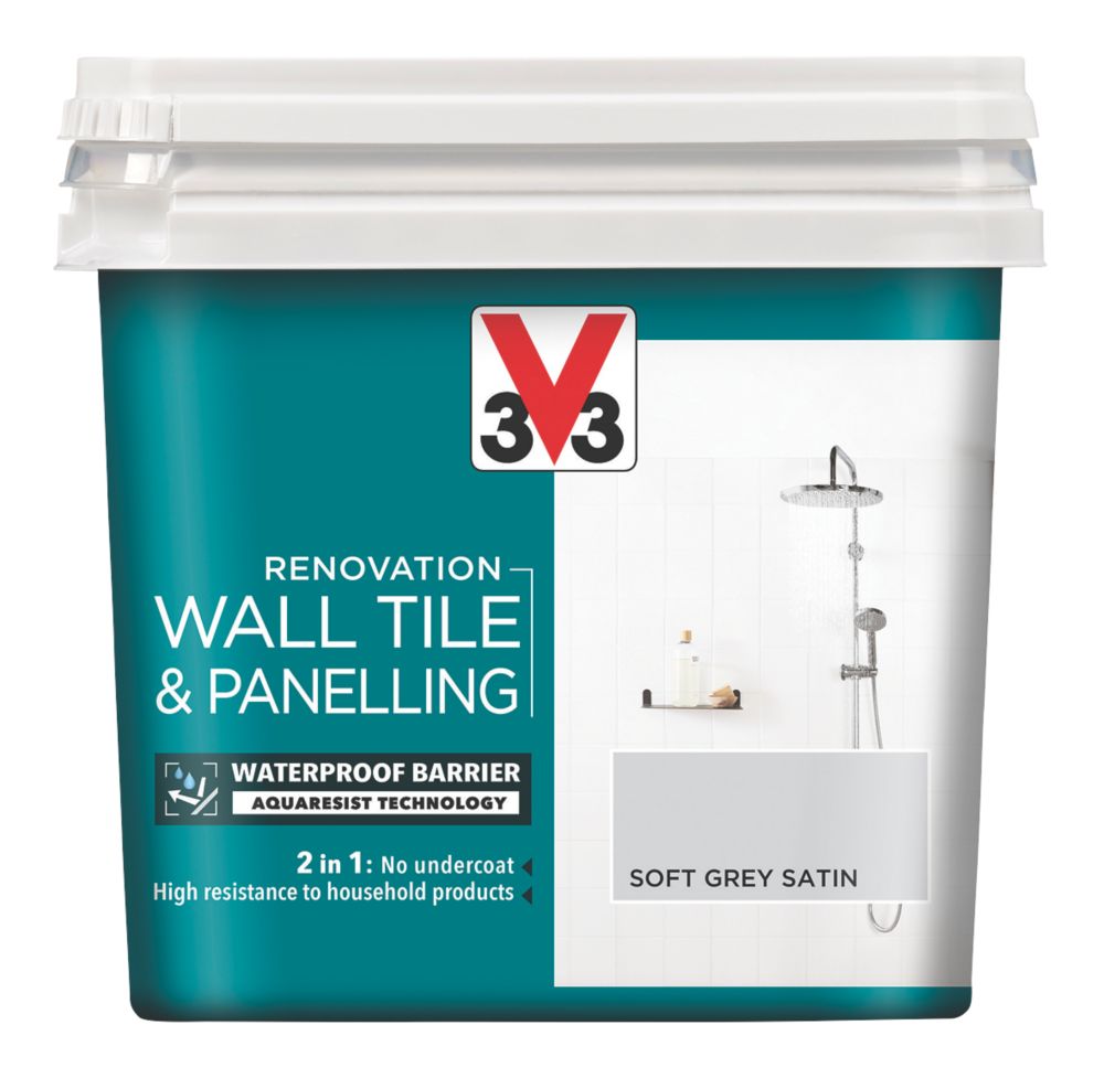 Image of V33 Wall Tile & Panelling Paint Satin Soft Grey 750ml 